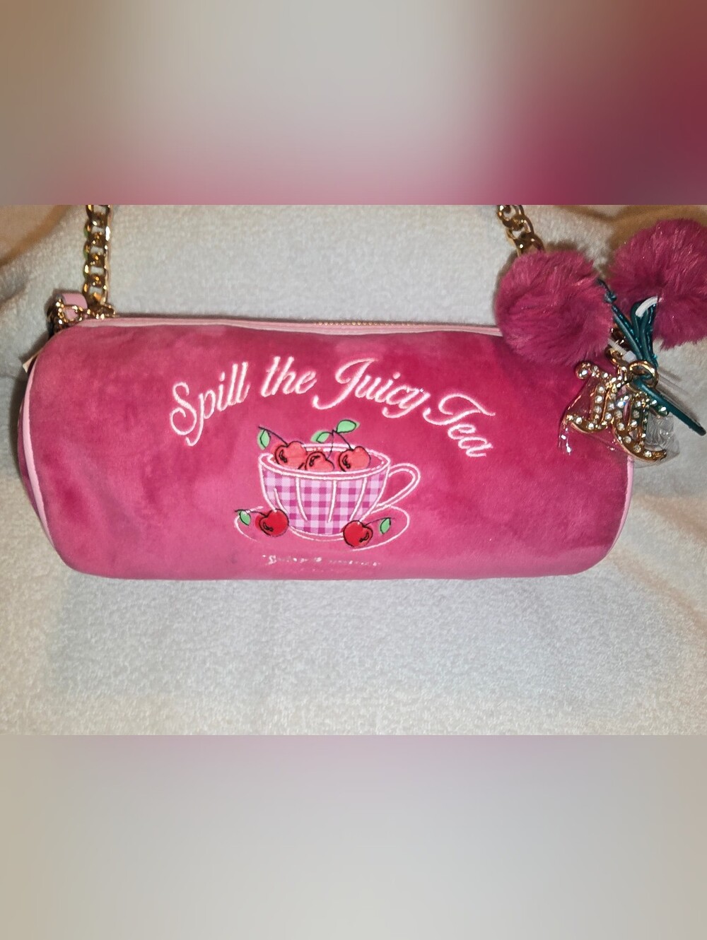 Juicy Couture Sweet Tea Party Barre Bag Rasberry Tart Spill The Juice NWT
